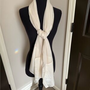 Elegant Cream chiffon and satin silk Scarf